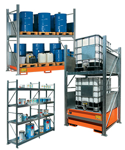 Lagerregale und Umweltregale für Fässer, IBC Tanks und Behältern