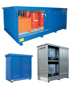 Gefahrstoffcontainer für Fässer, IBC und gefährliche Substanzen