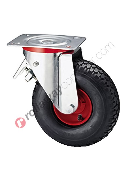 Pneumatische Räder Sackkarre drehbar Träger aus verzinktem Stahl mit Bremse