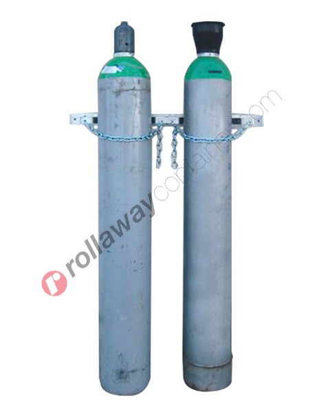 Wandgaszylinderunterstützung aus verzinktem Stahl für zwei Zylinder 860 x 115 x 60 mm
