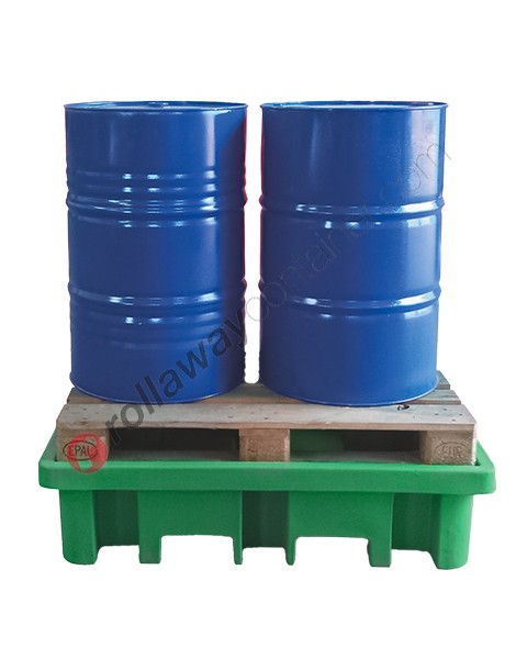 Auffangwanne Kunststoff 210 Liter mit direkter Beladung 1300 x 900 x 330 mm für 2 Fässer