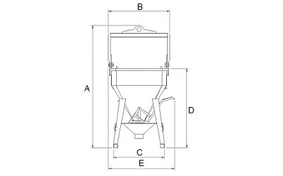 Maße Betonkübel quadratischer mit gerader Auslauf mit Gummischlauch kapazität bis 7800 kg