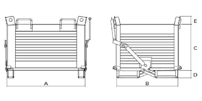 Klappbodenbehälter für stapler mit festen Gabeltaschen und Doppelboden Kapazität 2000 kg