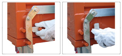 Klappbodenbehälter für stapler mit Einzelboden und Rädern Kapazität 1350 kg Schließsystem