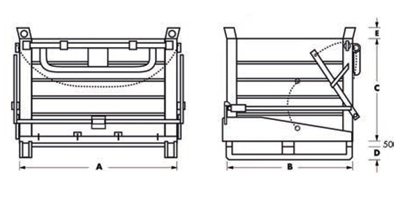 Maße Klappbodenbehälter für stapler mit Einzelboden Kapazität 1300-1400 kg