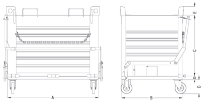 Maße Klappbodenbehälter für stapler mit Einzelboden und Rädern Kapazität 1350 kg
