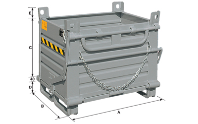 Maße Klappbodenbehälter für stapler kompakt mit Doppelboden Kapazität 2000 kg