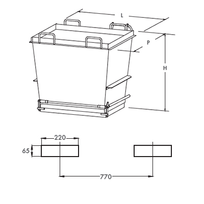 Maße Klappbodenbehälter für stapler mit Öffnungsboden für den Bau mit nur einem Gehäuseboden Kapazität 1700 kg