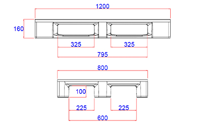 Maße Hygiene Palette aus schwere HDPE Kunststoff mit geschlossenem Deck 800 x 1200 mm