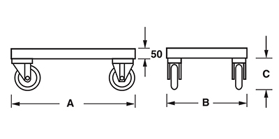Maße Rahmen mit Rädern zur Handhabung von Stahlbehälter